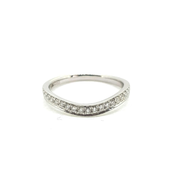 0.17ct Diamond Set 18ct White Gold Half Eternity Band Ring, slender diamond set half eternity ring, slightly curved to fit round an engagement ring