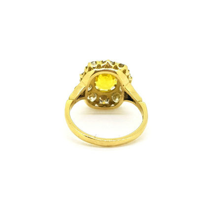 2.70ct Yellow Sapphire and Diamond Cluster Ring