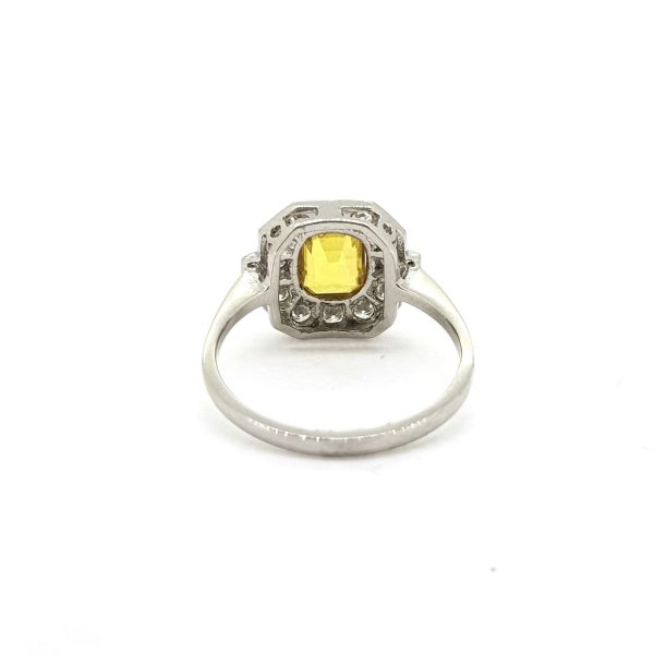 1.50ct Yellow Sapphire and Diamond Cluster Dress Ring in Platinum