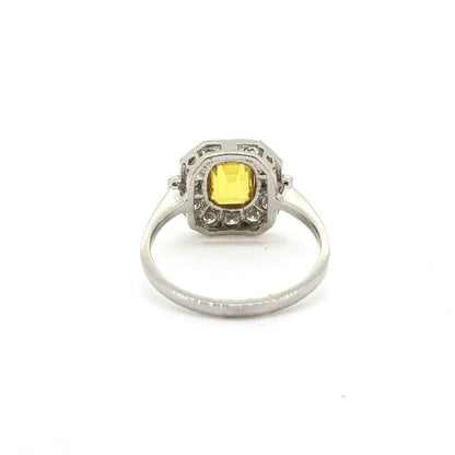 1.50ct Yellow Sapphire and Diamond Cluster Dress Ring in Platinum