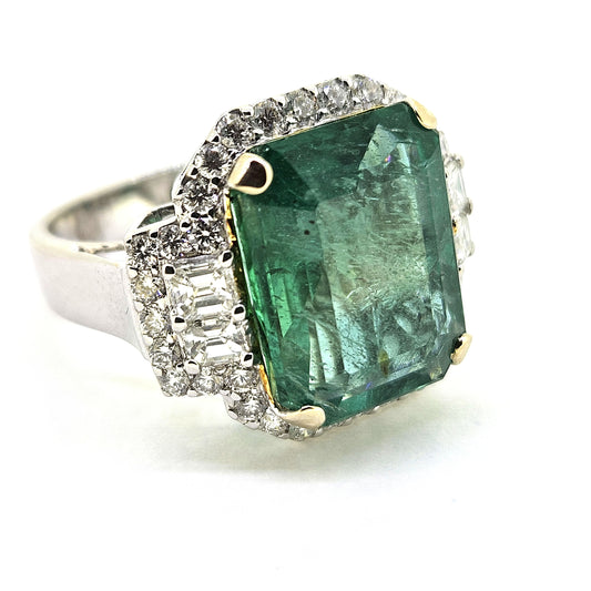 6.91ct Emerald and Diamond Cluster Dress Ring in 18ct Gold