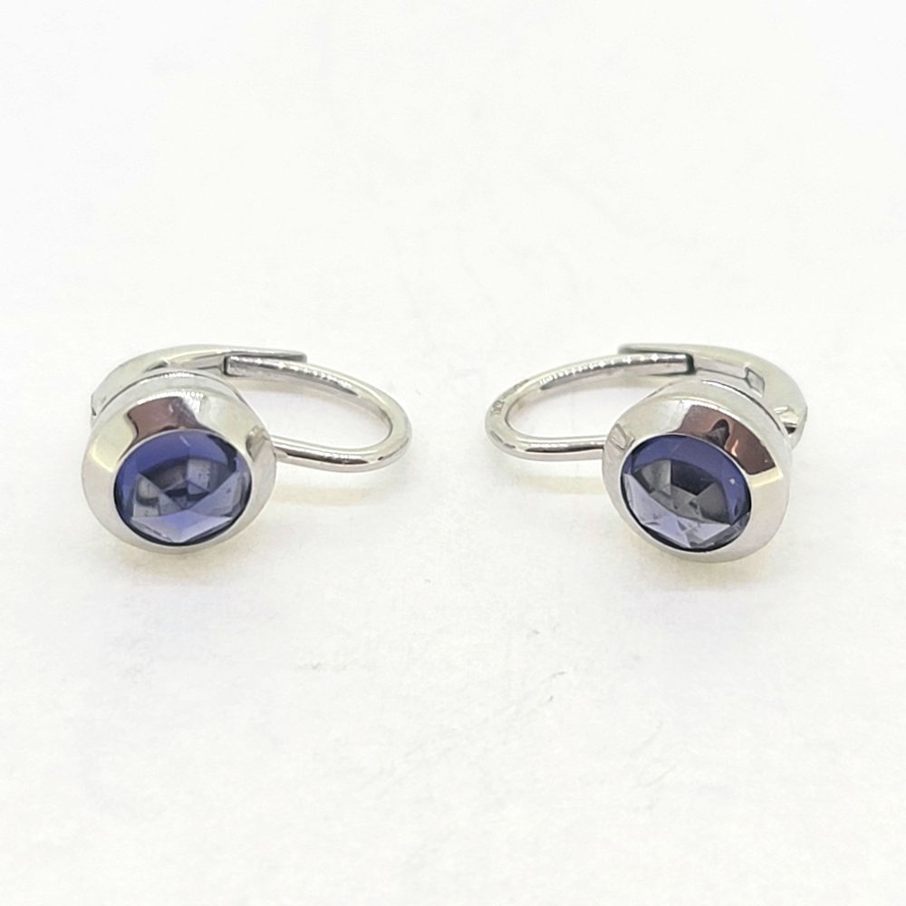 Vintage French Tiffany and Co Iolite Earrings in 750 18ct White Gold