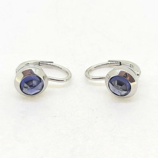 Vintage French Tiffany and Co Iolite Earrings in 750 18ct White Gold