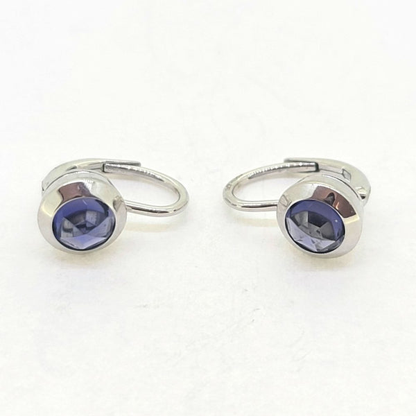Vintage French Tiffany and Co Iolite Earrings in 750 18ct White Gold