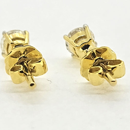 Diamond Solitaire Stud Earrings in 18ct Yellow Gold, 0.47 carats