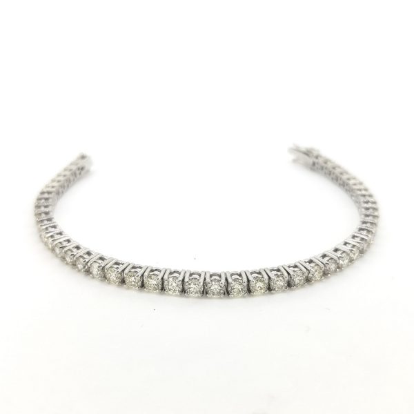 Diamond Line Bracelet in 18ct White Gold, 8.80 carat total