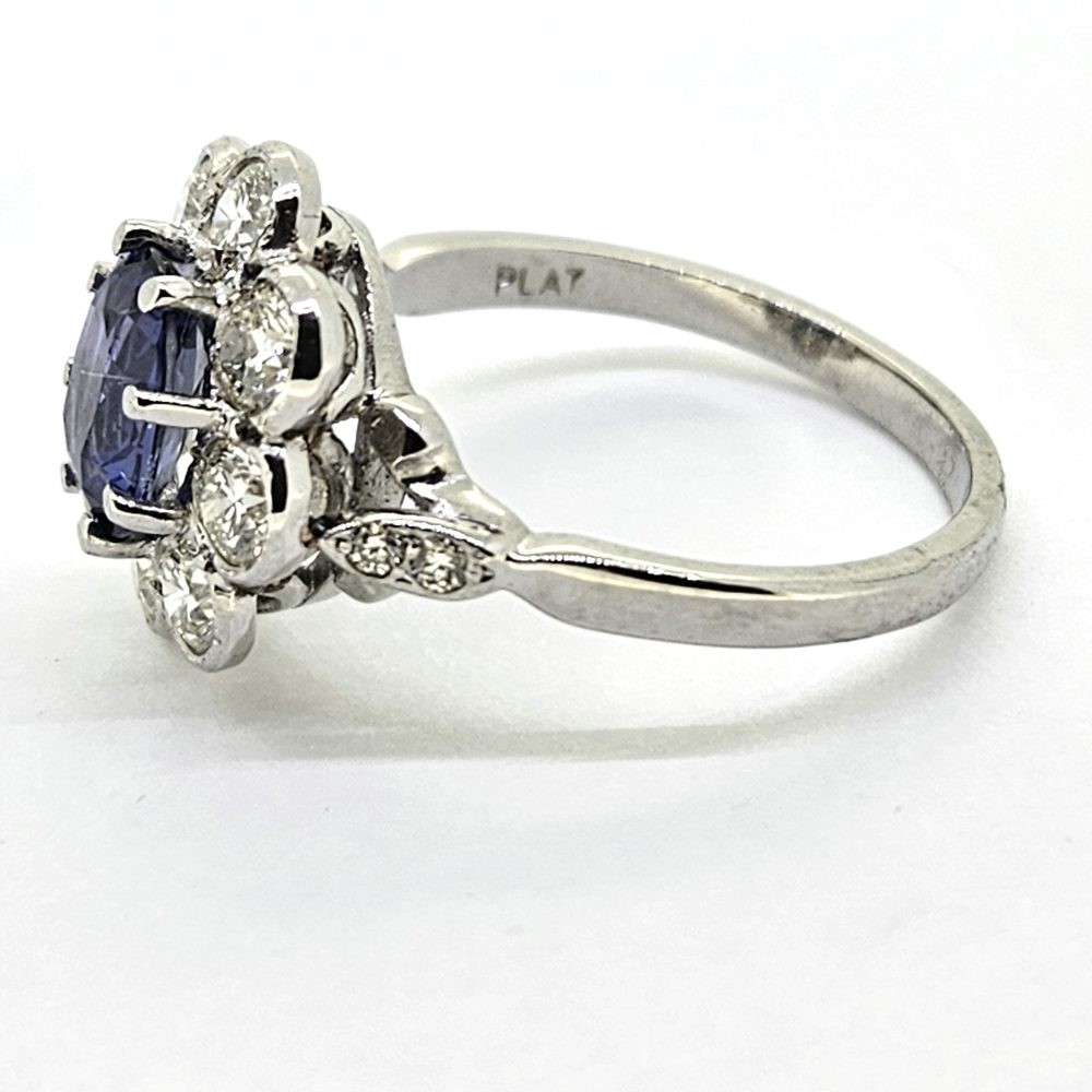 1.60ct Sapphire and Diamond Floral Cluster Ring in Platinum