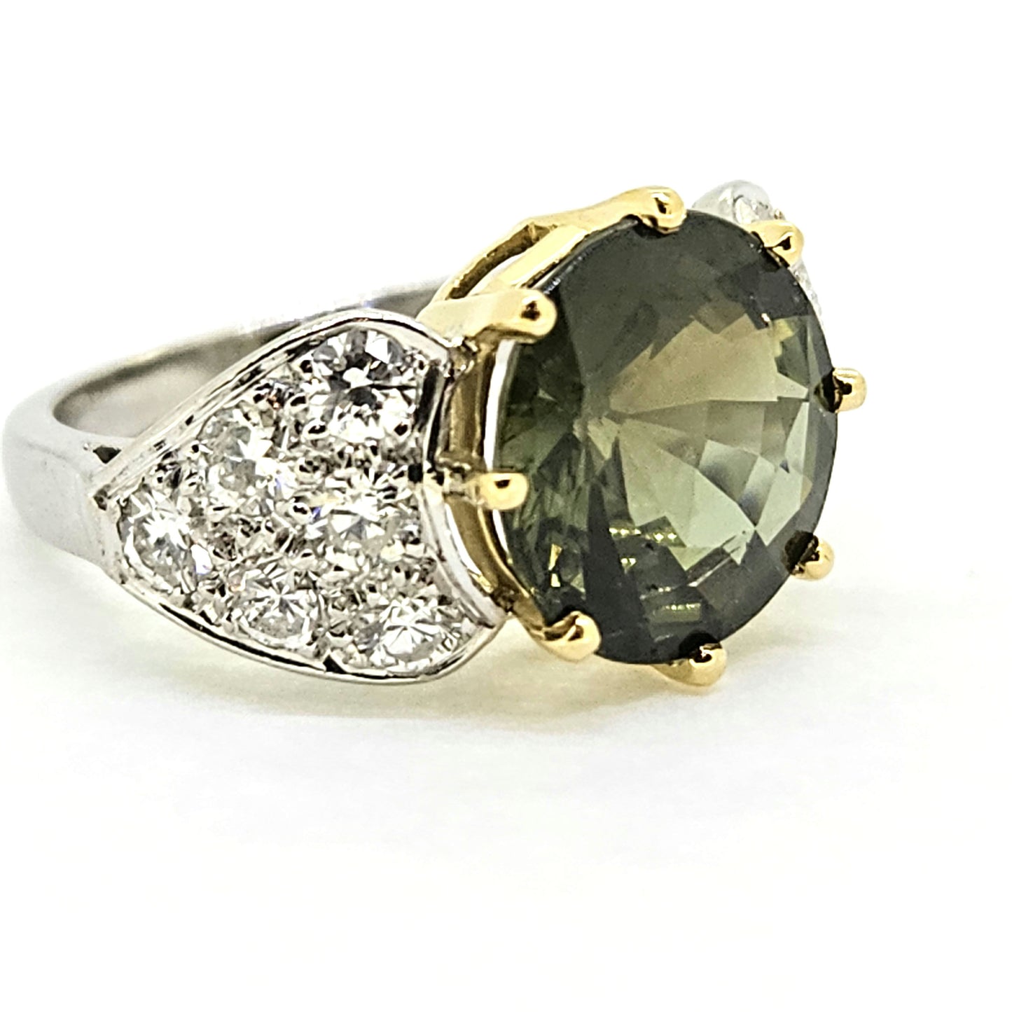 5ct Green Sapphire and Diamond Ring Engagement Ring