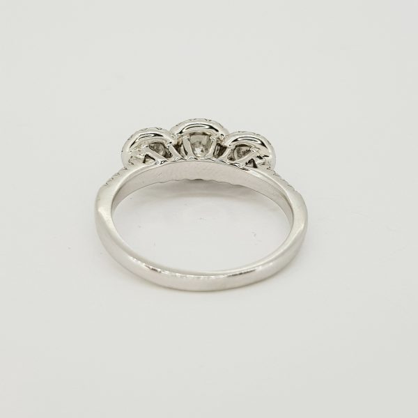 Three Stone Diamond Cluster Ring in 18ct White Gold, 1.00 carat total