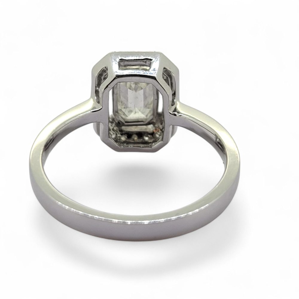 0.87ct Emerald Cut Diamond Cluster Engagement Ring