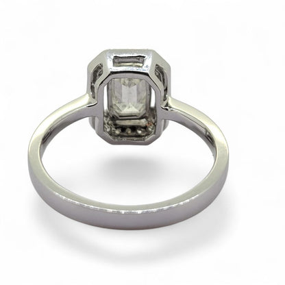 0.87ct Emerald Cut Diamond Cluster Engagement Ring