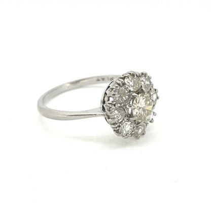 Platinum Diamond Floral Cluster Ring 1.00 carat total