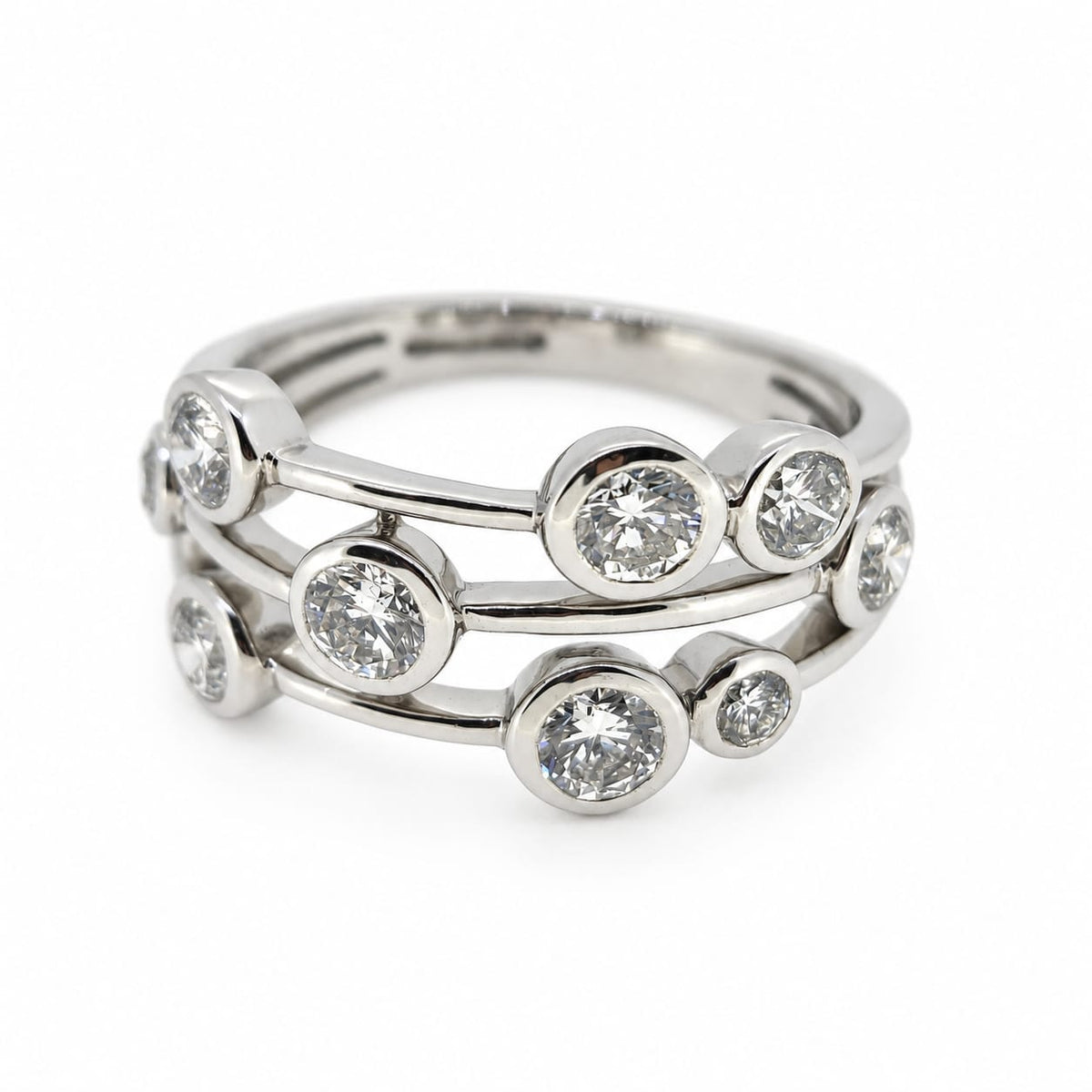 Contemporary 1.30ct Diamond Bubble Ring in Platinum