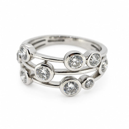 Contemporary 1.30ct Diamond Bubble Ring in Platinum