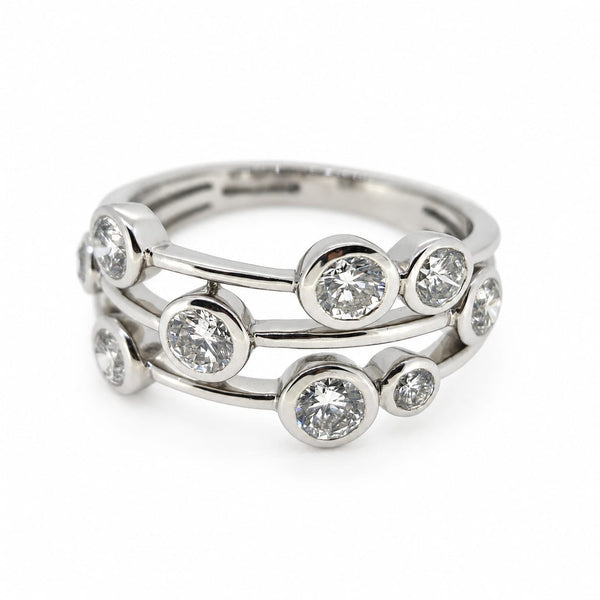 Contemporary 1.30ct Diamond Bubble Ring in Platinum