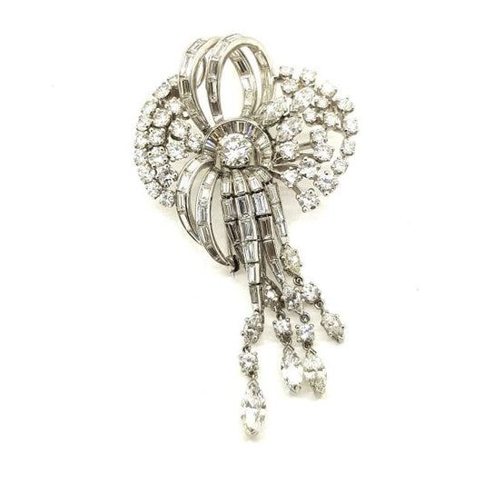 Vintage 1940's Diamond and Platinum Floral Spray Brooch