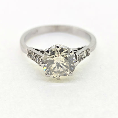 1.52ct Diamond Solitaire Engagement Ring with Diamond Shoulders