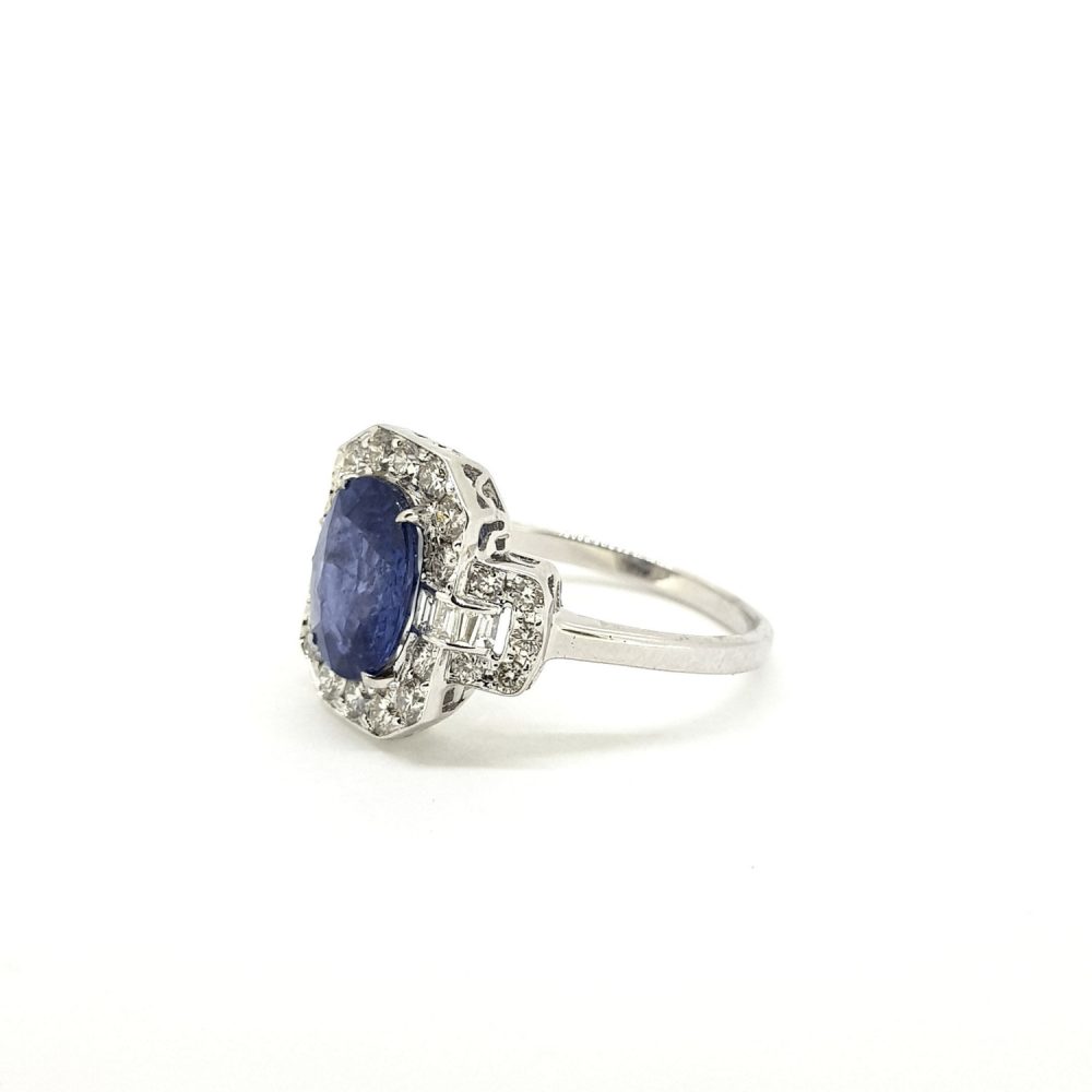 Modern 2.51ct Sapphire and Diamond Cluster Dress Ring
