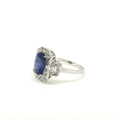 Modern 2.51ct Sapphire and Diamond Cluster Dress Ring