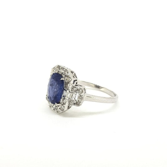 Modern 2.51ct Sapphire and Diamond Cluster Dress Ring
