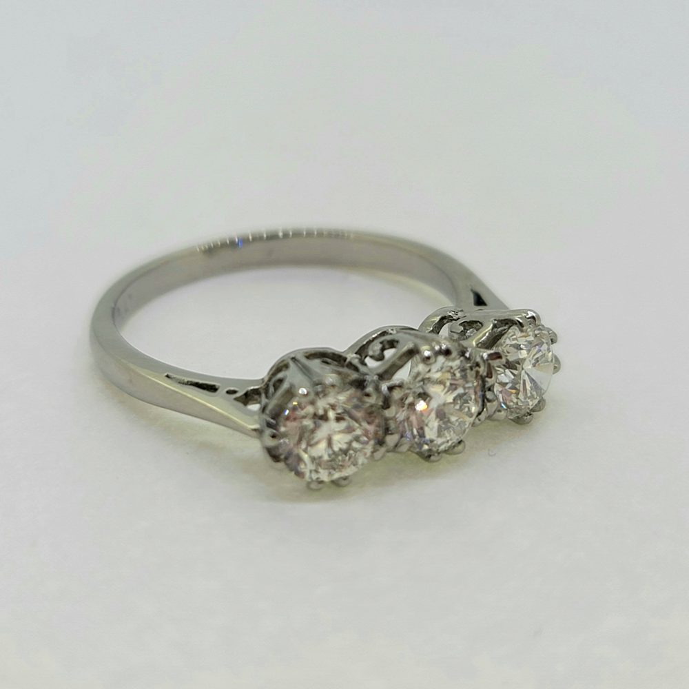H Colour 1.77ct Diamond Three Stone Engagement Ring in Platinum