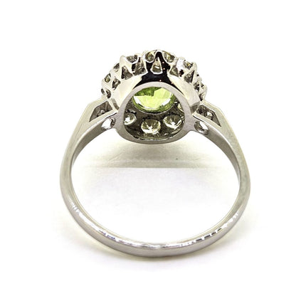 1.30ct Peridot and Diamond Crown Cluster Engagement Ring