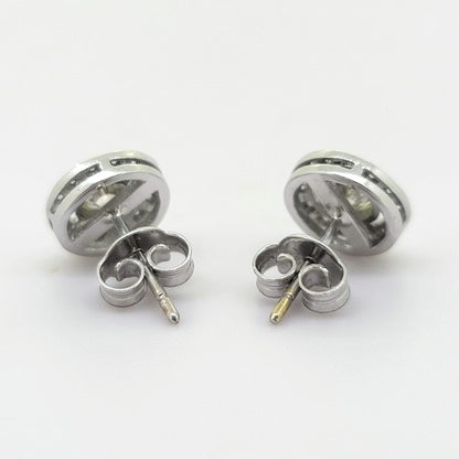 Diamond Halo Cluster Stud Earrings, 0.80 carats, diamond solitaire centres surrounded by fixed diamond halo borders in 18ct white gold