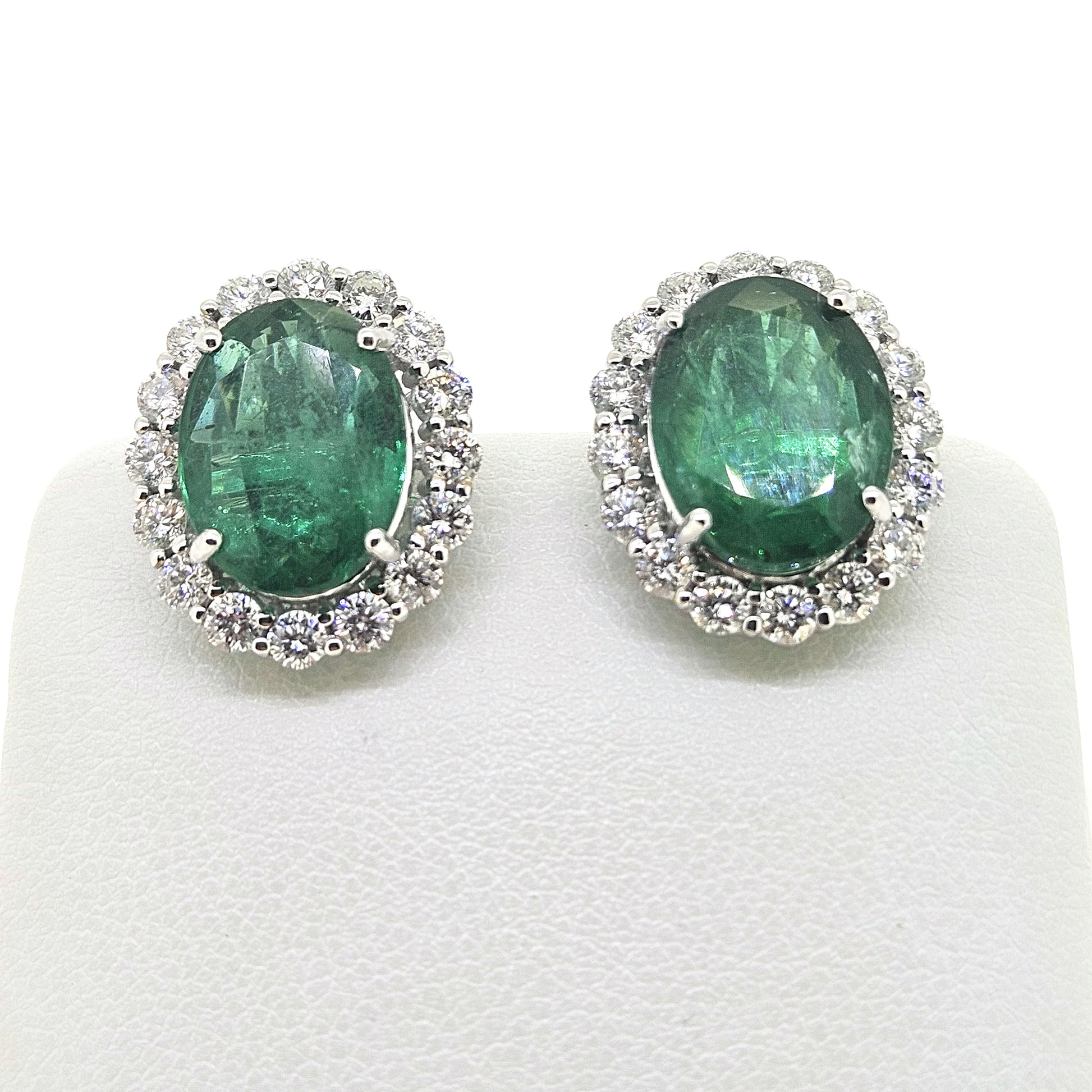 Emerald and Diamond Cluster earrings E8.76 D1.65