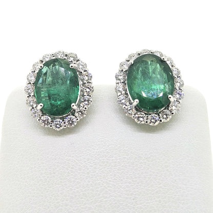 Emerald and Diamond Cluster earrings E8.76 D1.65