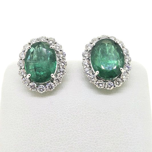 Emerald and Diamond Cluster earrings E8.76 D1.65