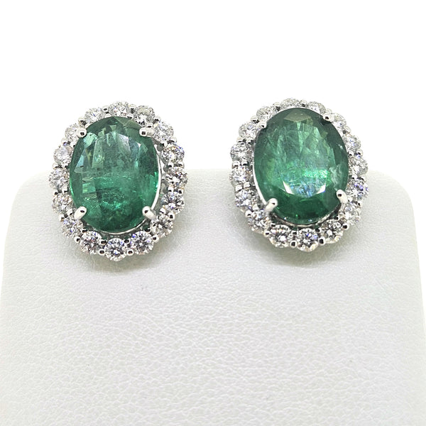 Emerald and Diamond Cluster earrings E8.76 D1.65