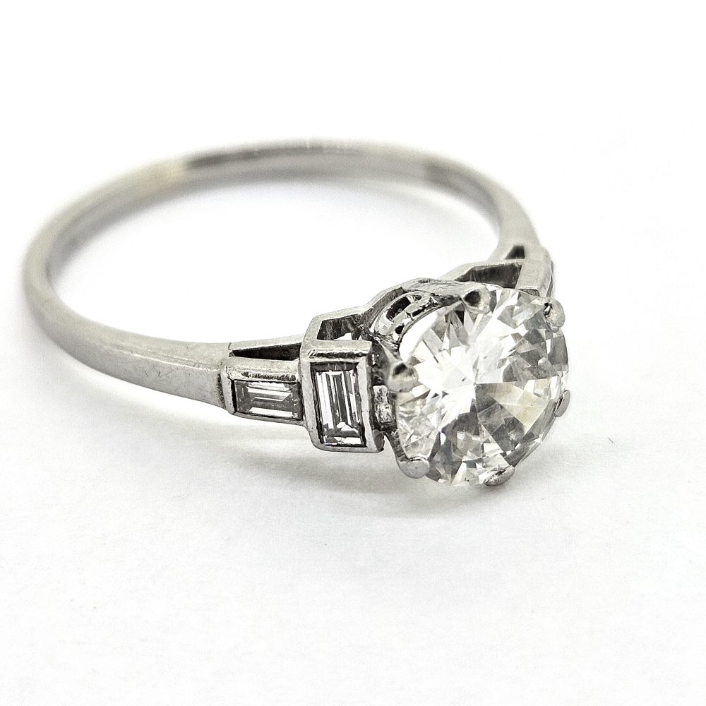 1.50ct Diamond Solitaire Engagement Ring with Baguette Shoulders