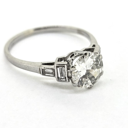 1.50ct Diamond Solitaire Engagement Ring with Baguette Shoulders
