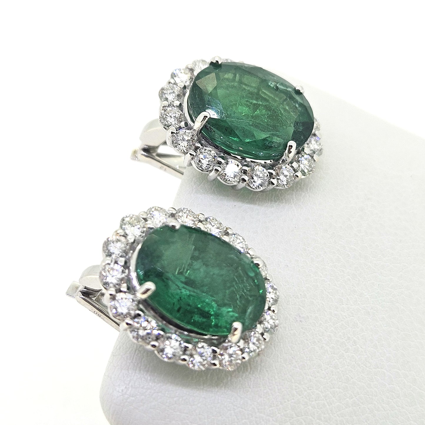 Emerald and Diamond Cluster earrings E8.76 D1.65