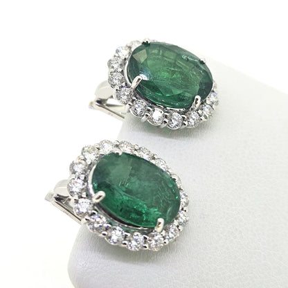 Emerald and Diamond Cluster earrings E8.76 D1.65
