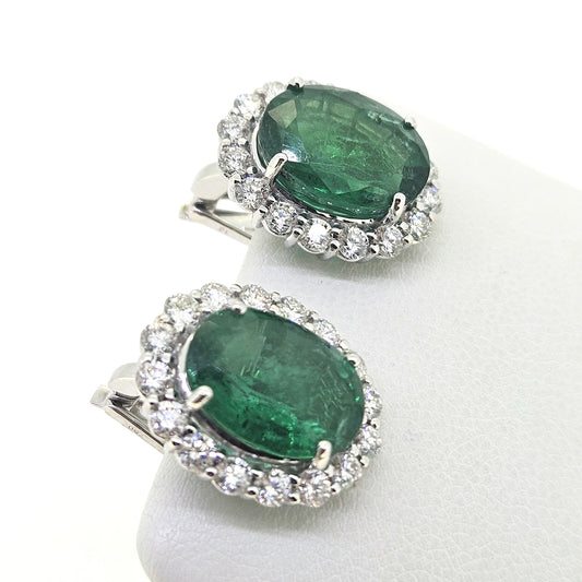 Emerald and Diamond Cluster earrings E8.76 D1.65