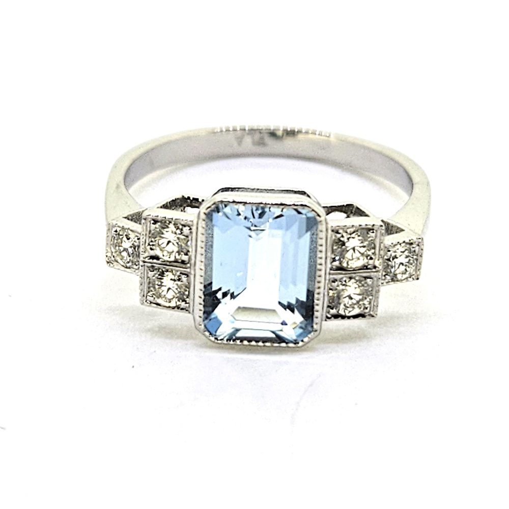 1.50ct Aquamarine and Diamond Engagement Ring in Platinum