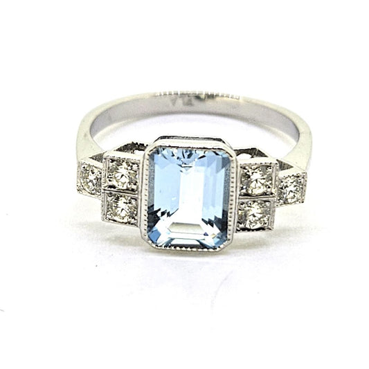 1.50ct Aquamarine and Diamond Engagement Ring in Platinum