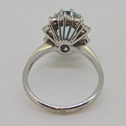 2.20ct Aquamarine and Diamond Engagement Dress Cluster Ring