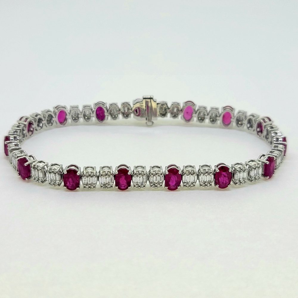 7.29ct Ruby and Diamond Line Bracelet