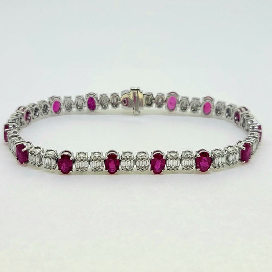 7.29ct Ruby and Diamond Line Bracelet