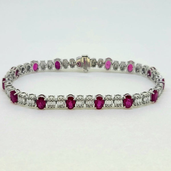 7.29ct Ruby and Diamond Line Bracelet