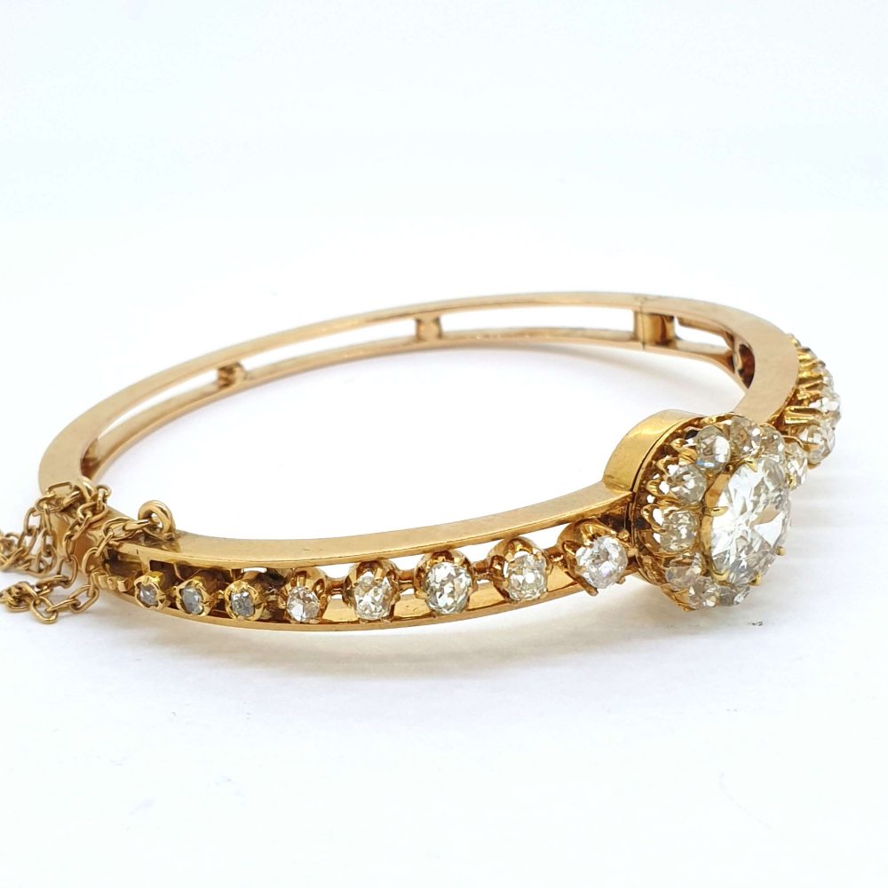 Antique 2.50ct Old Cut Diamond Bangle Bracelet