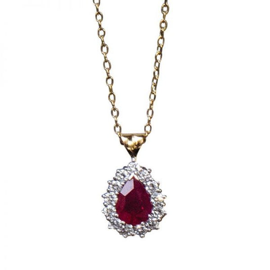Ruby and Diamond Cluster Pendant, 3.26 carat total, 18ct Gold