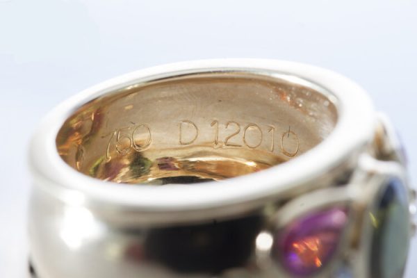 Cartier Multi Gem set 18ct Yellow Gold Ring, with original box, Signed, Circa 1994