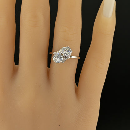 Vintage 1.51ct Diamond Toi et Moi Two Stone Crossover Engagement Ring