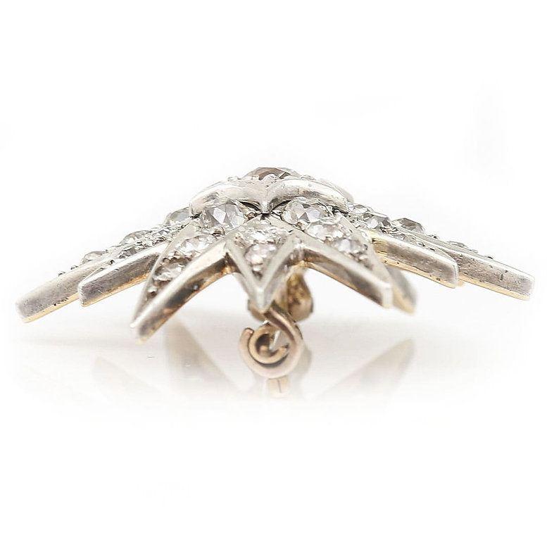 Antique Victorian 1.5ct Old Mine Cut Diamond Star Brooch come Pendant