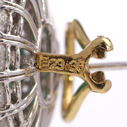 Pear Cabochon Cut Emerald and Diamond Double Cluster Earrings, Emeralds 23.36 carats Diamond 10.03 carats