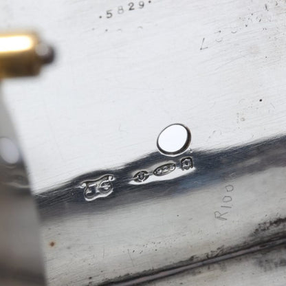 Antique Cartier Sterling Silver Clock, sterling silver case and manual winding movement, in original box, J.C Jacques Cartier, London Import Hallmark Dated 1929