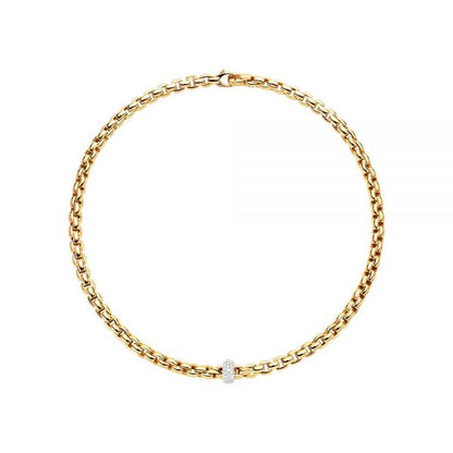 Eka Anniversario FOPE Flex'It 18ct Yellow Gold Necklace, Pave Diamonds